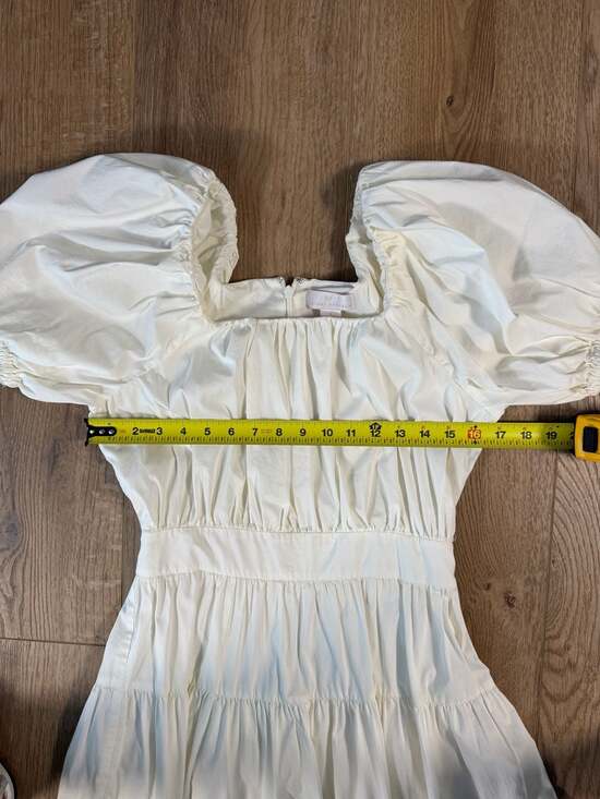 Rachel Parcell White Puff Sleeve Tiered Mini Dress Size Small - Picture 5 of 12